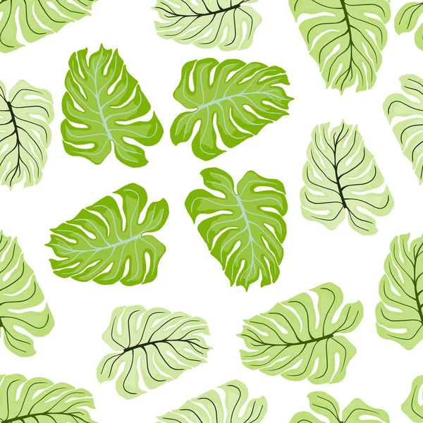 Patrón Sin Costuras Naturaleza Con Formas Verdes Monstera Pastel Fondo — Vector de stock