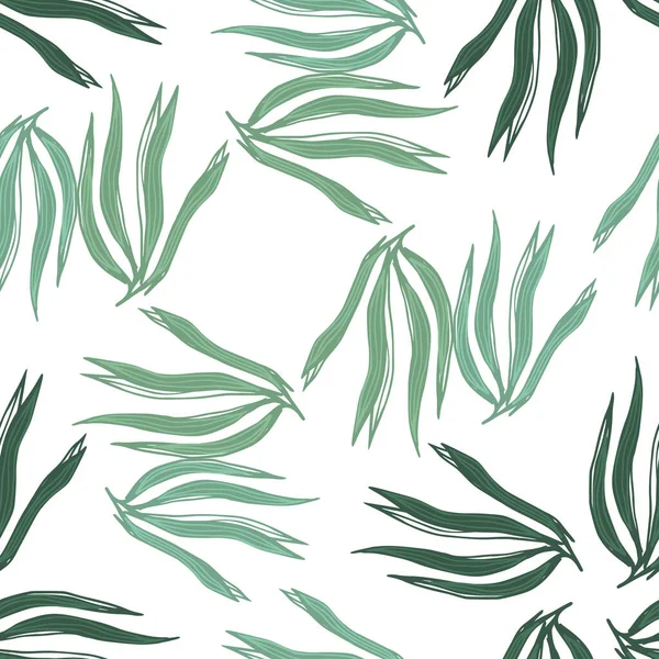 纯绿色的海草无缝图案 白色背景隔离 海洋植物壁纸 水下树叶背景 面料设计 纺织品印花 矢量说明 — 图库矢量图片