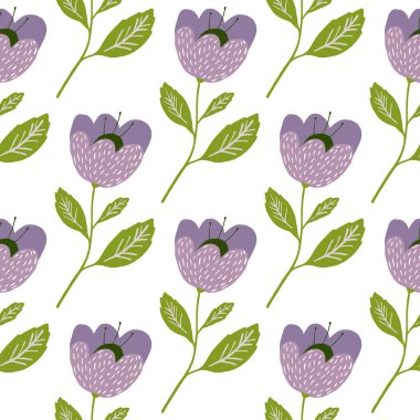 Beyaz arka planda izole edilmiş oldukça kaliteli, dikdörtgen desenli çiçekler. Botanik dokusu. Çiçek duvar kağıdı. Kumaş, tekstil baskısı, ambalaj, kapak için romantik zarif tasarım. Vektör illüstrasyonu.