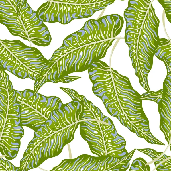 Tropische Palmenblätter Mit Nahtlosem Muster Isoliert Auf Weißem Hintergrund Dschungel — Stockvektor
