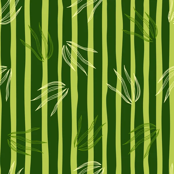 ストライプの背景に草のシームレスなパターン 自然植物壁紙 装飾的な装飾をかわす テキスタイルプリント ラッピング カバーのためのデザイン ベクターイラスト — ストックベクタ