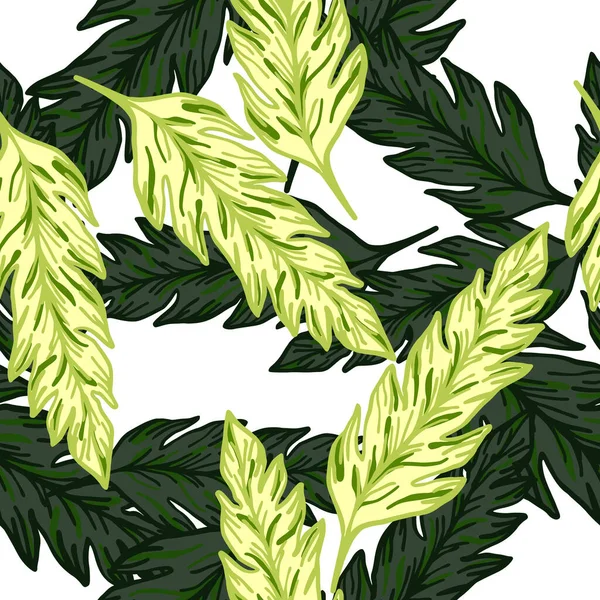 Patrón Sin Costura Hoja Verde Tropical Ornamento Hojas Palma Fondo — Vector de stock