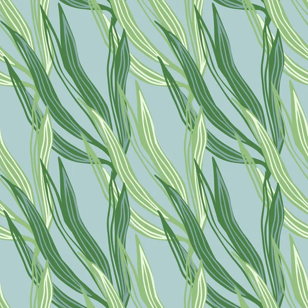 Moderne Algen Nahtlose Muster Auf Blauem Hintergrund Meerespflanzen Tapete Unterwasser — Stockvektor