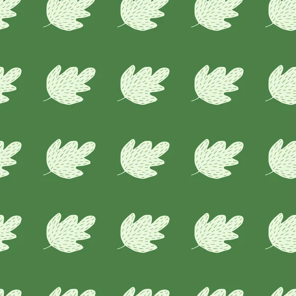 Геометрический Эскиз Дуба Печати Зеленом Фоне Ретро Стиль Листвы Фон — стоковый вектор
