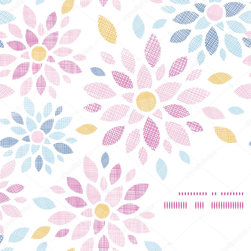 Astratto tessile fiori colorati cornice angolo modello — Vettoriale Stock