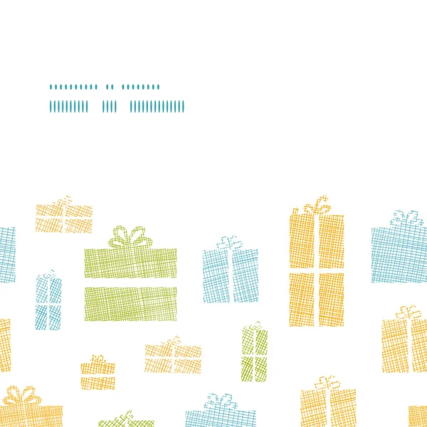 五彩缤纷的礼品盒纺织纹理水平框架无缝图案背景 — 图库矢量图片