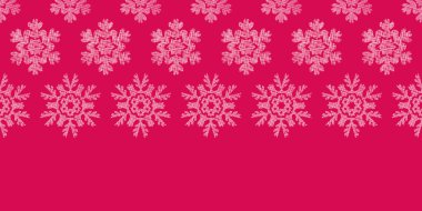 Kırmızı dantel Noel kar taneleri geometrik Tekstil doku yatay kenarlık Dikişsiz desen arka plan