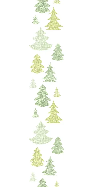 Verde árboles de Navidad siluetas textil borde vertical sin costuras patrón de fondo — Vector de stock