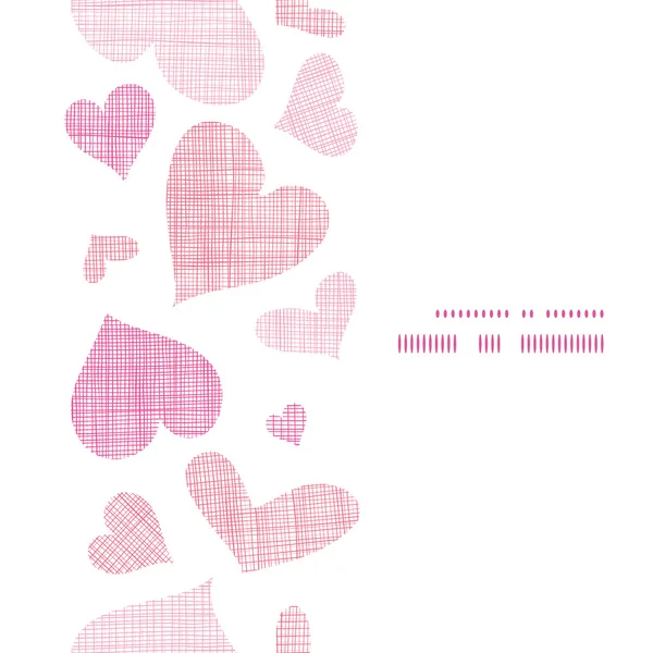 Rosa Textil Herzen vertikalen Rahmen nahtlose Muster Hintergrund — Stockvektor