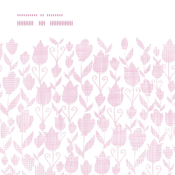 Textil rosa tulipanes textura marco horizontal sin costuras patrón fondo — Vector de stock