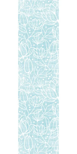 Encaje azul flores textil borde vertical sin costuras patrón de fondo — Vector de stock
