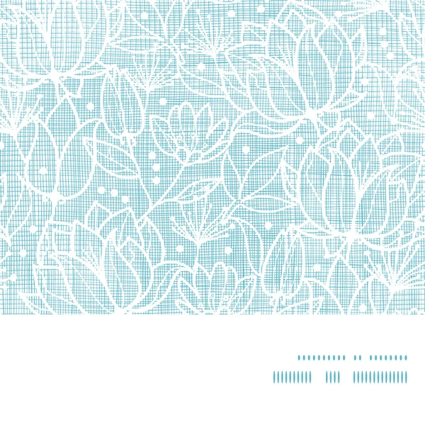 Blue lace flowers textile horizontal frame seamless pattern background — Stock Vector