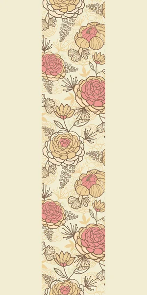 Vintage brown pink flowers vertical seamless pattern background — Stock Vector