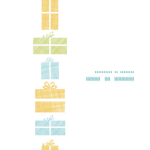 五彩缤纷的礼品盒纺织纹理垂直框架无缝图案背景 — 图库矢量图片