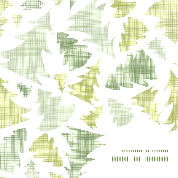 Groene Kerst bomen silhouetten textiel frame hoek patroon achtergrond — Stockvector