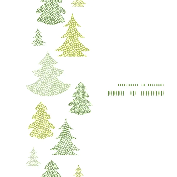 Arbres de Noël verts silhouettes textile cadre vertical sans couture motif fond — Image vectorielle