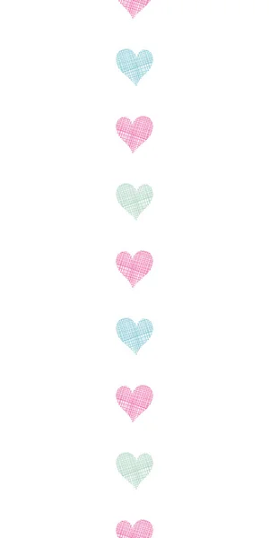 Färgglada prickiga textil hjärtan vertikala sömlös bakgrund — Stock vektor