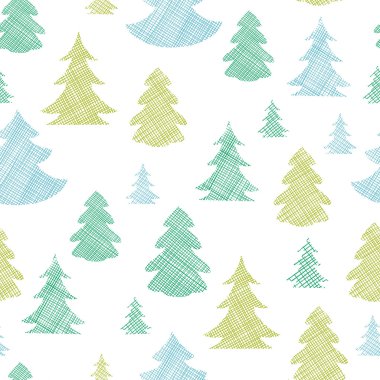 yeşil mavi yılbaşı ağaçlarının silhouettes Tekstil Dikişsiz desen arka