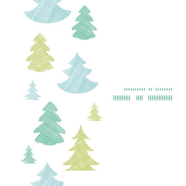 Verde blu alberi di Natale silhouette tessile verticale cornice senza cuciture modello di sfondo — Vettoriale Stock