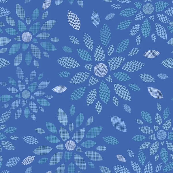 ブルー抽象的な花繊維のシームレスなパターンの背景 — ストックベクタ