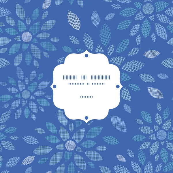 Azul textil peonía flores marco sin costuras patrón fondo — Vector de stock