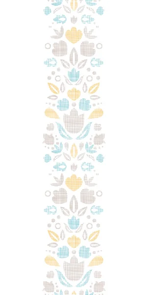 抽象的老式观赏郁金香纺织垂直边框无缝图案背景 — 图库矢量图片