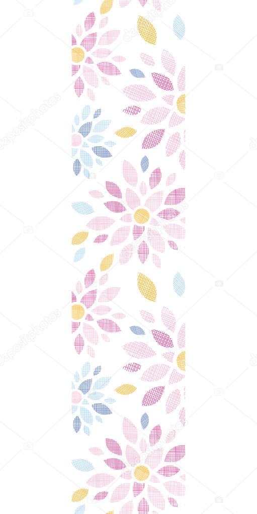 Abstract textile colorful flowers vertical border seamless pattern background