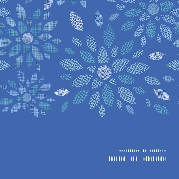 Niebieskie tło wzór włókienniczych piwonia kwiaty poziomy ramki — Wektor stockowy