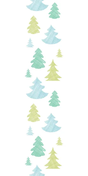 Green blue Christmas trees silhouettes textile vertical seamless pattern background — Stock Vector