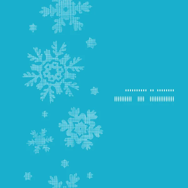 Encaje azul copos de nieve textil marco vertical sin costuras patrón de fondo — Vector de stock