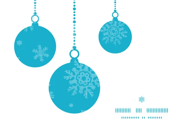 Navidad adornos marco azul copos de nieve textil sin costuras patrón de fondo — Vector de stock