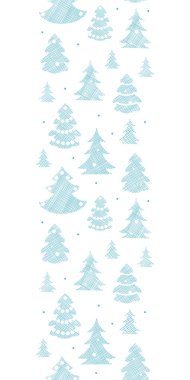 Mavi Noel ağaçlarının silhouettes Tekstil dikey kenarlık Dikişsiz desen arka plan dekore edilmiştir.
