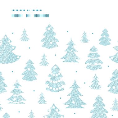 Mavi yılbaşı ağaçlarının silhouettes Tekstil yatay çerçeve Dikişsiz desen arka plan dekore edilmiştir.
