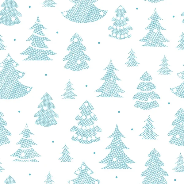 Blau dekorierte Weihnachtsbäume Silhouetten Textil nahtlose Muster Hintergrund — Stockvektor