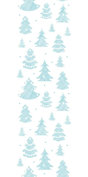 Blue decorated Christmas trees silhouettes textile vertical border seamless pattern background — Stock Vector