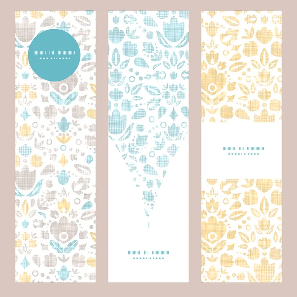Verticale banner van abstracte vintage sier tulpen textiel instellen patroon achtergrond — Stockvector