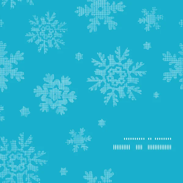 Encaje azul copos de nieve textil marco esquina patrón fondo — Vector de stock