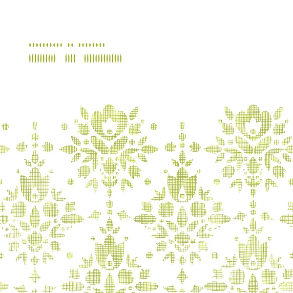 Fleur de damassé textile vert cadre horizontal fond de motif sans couture — Image vectorielle