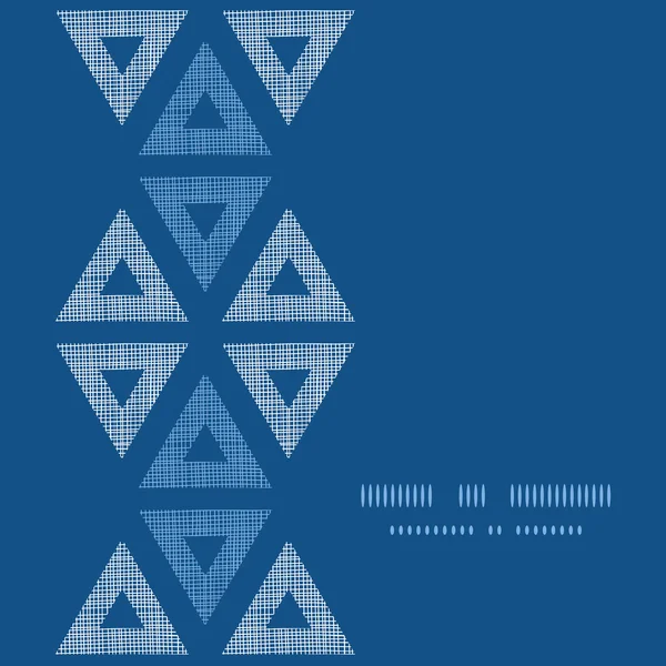 Soyut Tekstil mavi üçgenler ikat dikey Dikişsiz desen arka plan — Stok Vektör