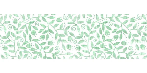 Leaves and swirls textile horizontal border seamless pattern background — Stock Vector