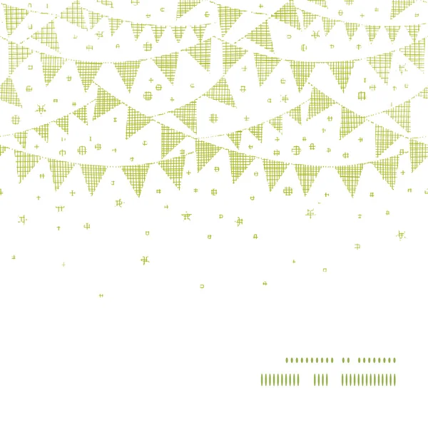 Green Textile Party Bunting Horizontal Frame Seamless Pattern Background — Stock Vector