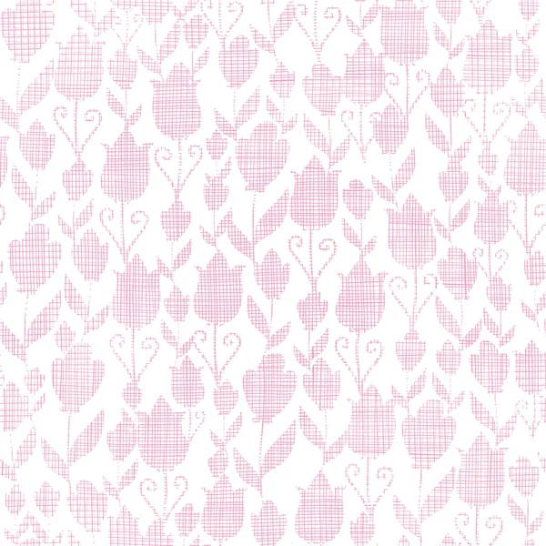 Pink textile tulips texture seamless pattern background — Stock Vector