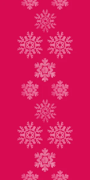 Vector rojo encaje navidad copos de nieve textura textil geométrica borde vertical sin costuras patrón de fondo — Vector de stock