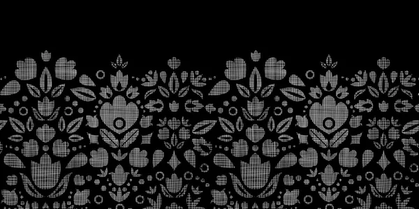Векторні абстрактні чорні мережива декоративні тюльпани текстильні горизонтальні рамки безшовний візерунок фон — стоковий вектор