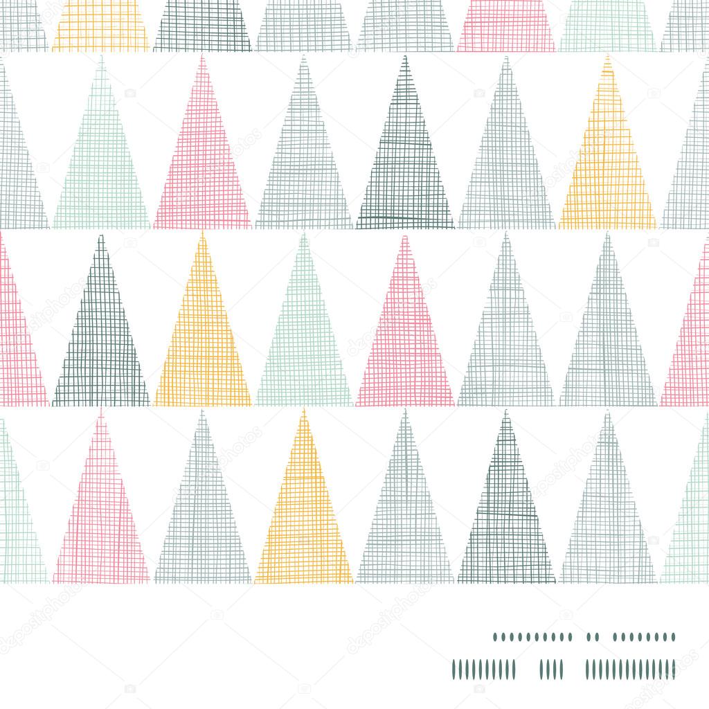 Abstract textile colorful textured triangles frame border seamless pattern background