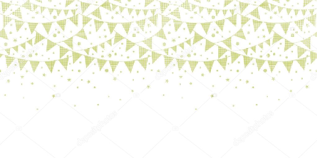 Green Textile Party Bunting Horizontal Seamless Pattern Background