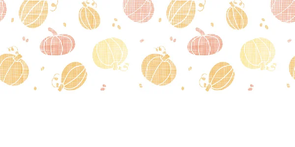 Vecteur thanksgiving citrouilles textile horizontal frontière sans couture motif fond — Image vectorielle