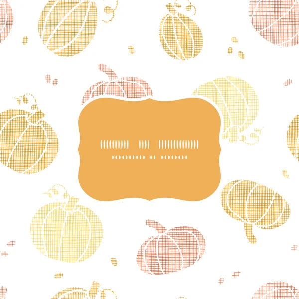 Vecteur thanksgiving citrouilles textile cadre sans couture motif fond — Image vectorielle