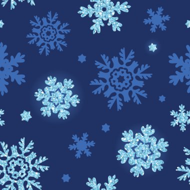 vektör glitter kar taneleri seamless modeli koyu arka plan