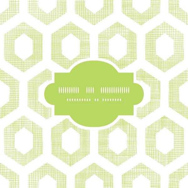 Abstract green fabric textured honeycomb cutout frame seamless pattern background — Stock Vector